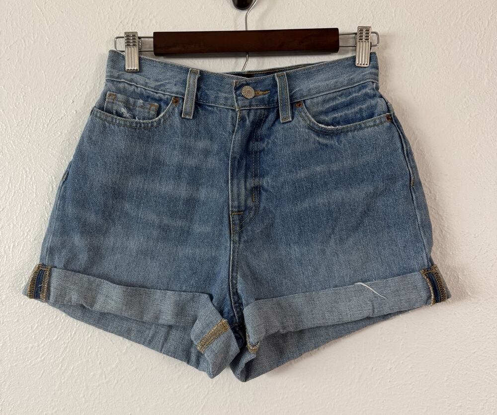 BDG Urban Outfitters High Rise Cuffed Denim Shorts Size 26 Light Wash